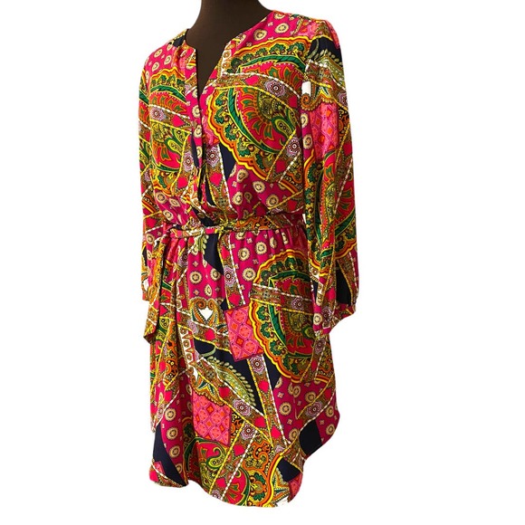 Peach Love multicolor shirt dress size small - Picture 2 of 10